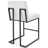 Privy Black Stainless Steel Upholstered Fabric Counter Stool Set of 2 Black White EEI-4156-BLK-WHI