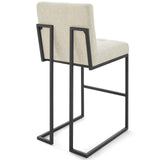 Privy Black Stainless Steel Upholstered Fabric Bar Stool Set of 2 Black Beige EEI-4159-BLK-BEI