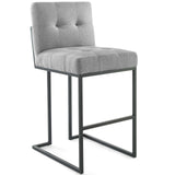 Privy Black Stainless Steel Upholstered Fabric Bar Stool Set of 2 Black Light Gray EEI-4159-BLK-LGR