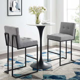 Privy Black Stainless Steel Upholstered Fabric Bar Stool Set of 2 Black Light Gray EEI-4159-BLK-LGR