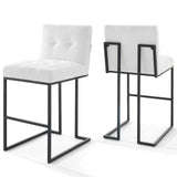 Privy Black Stainless Steel Upholstered Fabric Bar Stool Set of 2 Black White EEI-4159-BLK-WHI