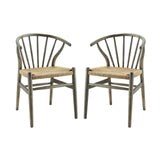 Flourish Spindle Wood Dining Side Chair Set of 2 Gray EEI-4168-GRY