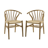 Flourish Spindle Wood Dining Side Chair Set of 2 Natural EEI-4168-NAT