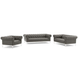 Idyll 3 Piece Upholstered Leather Set Gray EEI-4190-GRY-SET