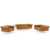 Idyll 3 Piece Upholstered Leather Set Tan EEI-4190-TAN-SET