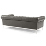 Idyll Tufted Upholstered Leather 3 Piece Set Gray EEI-4192-GRY-SET