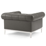 Idyll Tufted Upholstered Leather Loveseat and Armchair Gray EEI-4193-GRY-SET