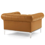 Idyll Tufted Upholstered Leather Loveseat and Armchair Tan EEI-4193-TAN-SET