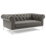 Idyll Tufted Upholstered Leather 3 Piece Set Gray EEI-4194-GRY-SET