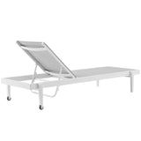 Charleston Outdoor Patio Aluminum Chaise Lounge Chair Set of 2 White Gray EEI-4204-WHI-GRY