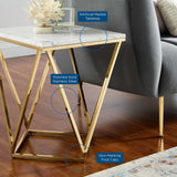 Vertex Gold Metal Stainless Steel End Table Gold White EEI-4206-GLD-WHI