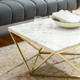 Vertex Gold Metal Stainless Steel Coffee Table Gold White EEI-4207-GLD-WHI