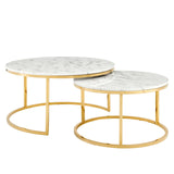 Ravenna Artificial Marble Nesting Coffee Table Gold White EEI-4208-GLD-WHI