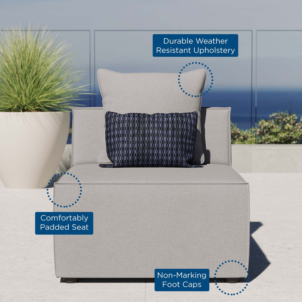 Saybrook Outdoor Patio Upholstered Sectional Sofa Armless Chair Gray EEI-4209-GRY