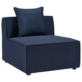 Saybrook Outdoor Patio Upholstered Sectional Sofa Armless Chair Navy Blue EEI-4209-NAV