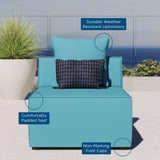 Saybrook Outdoor Patio Upholstered Sectional Sofa Armless Chair Turquoise EEI-4209-TUR