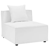 Saybrook Outdoor Patio Upholstered Sectional Sofa Armless Chair White EEI-4209-WHI