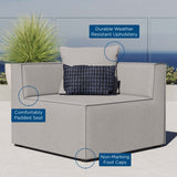 Saybrook Outdoor Patio Upholstered Sectional Sofa Corner Chair Gray EEI-4210-GRY