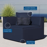 Saybrook Outdoor Patio Upholstered Sectional Sofa Corner Chair Navy EEI-4210-NAV