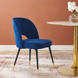 Rouse Performance Velvet Dining Side Chair Navy EEI-4212-NAV