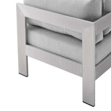 Shore Sunbrella® Fabric Aluminum Outdoor Patio Corner Sofa Silver Gray EEI-4224-SLV-GRY