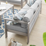 Shore Sunbrella® Fabric Aluminum Outdoor Patio Sofa Silver Gray EEI-4228-SLV-GRY