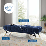 Adept 60" Performance Velvet Bench Midnight Blue EEI-4241-MID