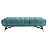 Adept 60" Performance Velvet Bench Sea Blue EEI-4241-SEA