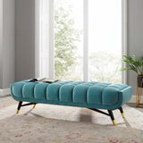 Adept 60" Performance Velvet Bench Sea Blue EEI-4241-SEA