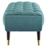 Adept 47.5" Performance Velvet Bench Sea Blue EEI-4242-SEA