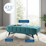 Adept 47.5" Performance Velvet Bench Sea Blue EEI-4242-SEA