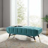 Adept 47.5" Performance Velvet Bench Sea Blue EEI-4242-SEA