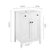 Nantucket 24" Bathroom Vanity White White EEI-4250-WHI-WHI