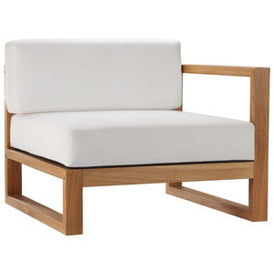 Upland Outdoor Patio Teak Wood 4-Piece Sectional Sofa Set EEI-4253-NAT-WHI-SET