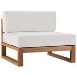 Upland Outdoor Patio Teak Wood 4-Piece Sectional Sofa Set EEI-4253-NAT-WHI-SET