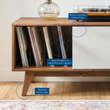 Envision Vinyl Record Display Stand Walnut White EEI-4261-WAL-WHI