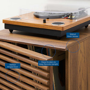 Render Vinyl Record Display Stand Walnut EEI-4262-WAL
