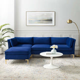 Ardent 4-Piece Performance Velvet Sectional Sofa Navy EEI-4270-NAV