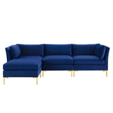 Ardent 4-Piece Performance Velvet Sectional Sofa Navy EEI-4270-NAV