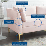 Ardent 4-Piece Performance Velvet Sectional Sofa Pink EEI-4270-PNK