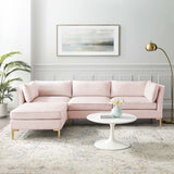 Ardent 4-Piece Performance Velvet Sectional Sofa Pink EEI-4270-PNK