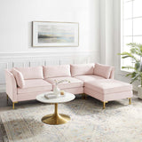 Ardent 4-Piece Performance Velvet Sectional Sofa Pink EEI-4270-PNK