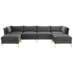 Ardent 6-Piece Performance Velvet Sectional Sofa Gray EEI-4272-GRY