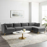 Ardent 5-Piece Performance Velvet Sectional Sofa Gray EEI-4273-GRY