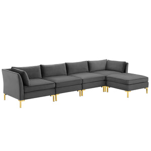 Ardent 5-Piece Performance Velvet Sectional Sofa Gray EEI-4273-GRY