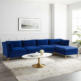 Ardent 5-Piece Performance Velvet Sectional Sofa Navy EEI-4273-NAV