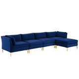 Ardent 5-Piece Performance Velvet Sectional Sofa Navy EEI-4273-NAV