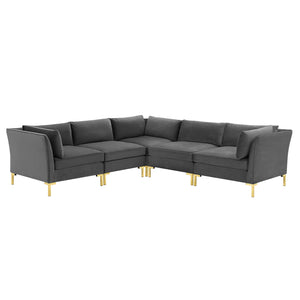 Ardent 5-Piece Performance Velvet Sectional Sofa Gray EEI-4275-GRY