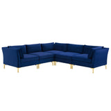 Ardent 5-Piece Performance Velvet Sectional Sofa Navy EEI-4275-NAV