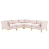 Ardent 5-Piece Performance Velvet Sectional Sofa Pink EEI-4275-PNK